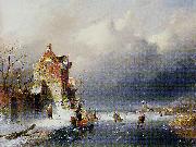 Charles Leickert Ice View With Skaters painting